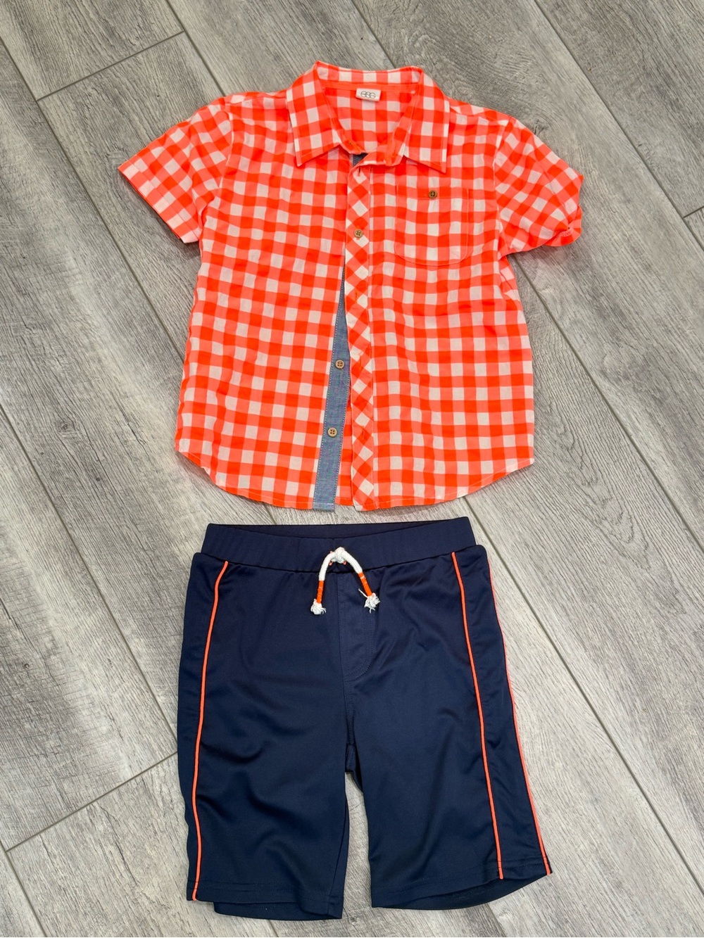 EGG by Susan lazar Kids Orange Check Short-Sleeve Shirt and matching short- Boys